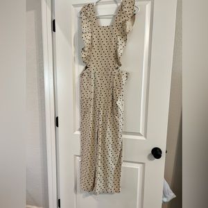 Mp|c artsy cream overalls